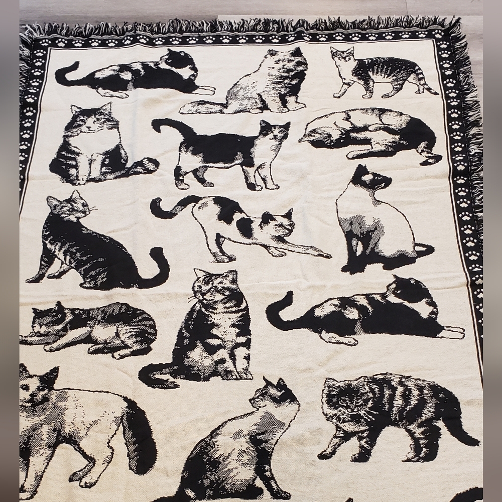 Cat Tapestry Blanket Vintage